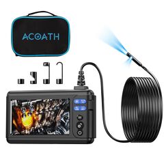 Acoath Endoskopkamera mit Licht 5M, Dual-Lens 1080P HD Industrie Endoskop mit 8 LEDs, 5.0-Zoll-IPS-Bildschirm Inspektionskamera, IP67 Wasserdicht 32GB SD-Karte Rohrkamera mit Halbstarres Kabel