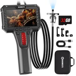 KAIWEETS Endoskopkamera mit Licht, 2-Wege artikulierte 210° Sonde (6,5 mm) mit Scrollradsteuerung, 1080P IPS-Display, 1,6 m halbstarres Kabel, IP67 wasserdicht, für Auto, Heizung, Sanitär & Industrie