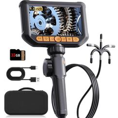 Endoskopkamera mit Licht, Hopefox Drehbar Inspektionskamera 4,3 Zoll 1080P IP67 Wasserdichtes Rohrkamera Kanal Endoskop Kamera mit 8 LEDs, 32G Karte und Tragetasche-1.5M