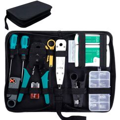 SGILE 12 in 1 Netzwerk Werkzeug Set für RJ45, RJ11, RJ12 – Crimpzange RJ 45, Netzwerk & LAN Kabel Tester, Kabeltester Kit für DIY Haushalt & Computer Wartung, Kompatibel mit CAT5 und CAT6