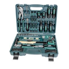 Brüder Mannesmann Werkzeugkoffer, 87-teilig - Werkzeugset mit Werkzeug aus Chrom-Vanadium-Stahl - inkl. Schraubendreher, Zangen, Hammer, Wasserwaage, Stecknüsse & Bits | M29084
