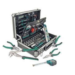 Brüder Mannesmann Werkzeugkoffer, 90-teilig - umfangreiches Werkzeugset im 4-lagigen Aluminium-Koffer - inkl. Zangen, Schraubendreher, Umschaltknarre & Spannungsprüfer | M29067