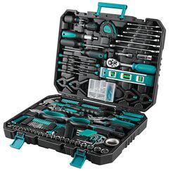 TLGREEN Werkzeugkoffer Gefüllt 198tlg Werkzeugkasten Haushalts Werkzeug Set mit Ratsche Steckschlüsselsatz Schraubenzieher Universal Werkzeug-Sets