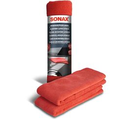 SONAX MicrofaserTücher Außen (2 Stück) der Lackpflegeprofi, hochwertig und flauschig, zum Entfernen von Polierrückständen | Art-Nr. 04162410