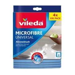 Vileda Allzwecktuch Universal, zu 100% aus Mikrofasern, streifenfreier Glanz, für empfindliche Oberflächen, 38 x 36 cm, 4er Pack