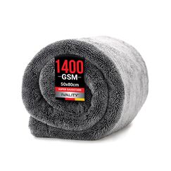 Ivality® Auto Trockentuch XXL 80x50 cm – 1400 GSM Ultra Saugstarke Mikrofasertücher für Autopflege und Motorrad, Fusselfreies, Lack-schonendes Twisted Towel Microfasertuch