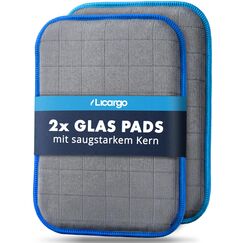 LICARGO 2X Glas & Scheiben Pads - Carbon Fenstertuch streifenfrei mit saugfähigem Kern - Mikrofaser Glastücher Auto für Autoscheiben & Spiegel - Glasreinigungstücher Fenstertücher Glastuch 16x22cm
