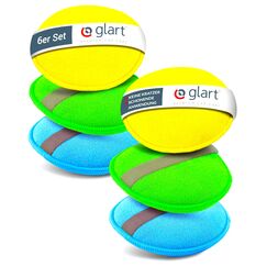 Glart 46PP Mikrofaser Auto Handpolierschwamm 6er Set, 130x25 mm, Wax Applikator Pad für Wachse, Polituren, Lackreiniger, Autopolitur, Lackversiegelung, statt Poliermaschine mit Polierschwamm