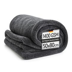 Kemes Mikrofasertücher Auto XXL Ultra saugstark mit 1400 GSM Heavyweight Grau 50x80cm Premium Microfaser Trockentuch Kratzfrei | 5-Fach Saugstark Poliertuch für Autopflege und Motorrad
