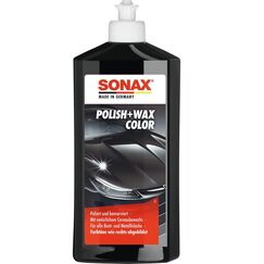 SONAX Polish+Wax Color schwarz (500 ml) Politur mit schwarzen Farbpigmenten und Wachsanteilen | Art-Nr. 02961000