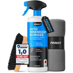 PRINOX Profi Auto Innenraum Reiniger Set 500ml - Cockpitpflege für die Innen Reinigung von Kunststoff, Polster, Leder & Armaturen - Autopflege Innenraumreiniger mit Bürste - Cockpit Reiniger