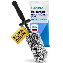 LICARGO Mikrofaser Felgenbürste extra dünn - erreicht Enge Speichen & tiefes Felgenbett - Stabiler Kern, schonend für alle Felgen - Felgenbürste Auto für präzise Felgenreinigung (36cm lang)
