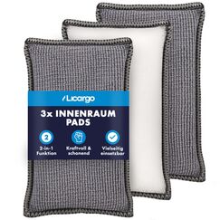 LICARGO® Innenraum Pads (3 Stück) - porentiefe Reinigung von Kunststoff, Polster, Leder & Armaturen - wie Mikrofasertücher Auto Innenraum Reiniger Pads, Auto Zubehör Innenraum Reinigung, 13x8cm
