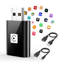 Mini Wireless CarPlay Adapter for Apple, 2025 Upgrade CarPlay Dongle Konvertiert Kabelgebunden zu Kabellos for iPhone, USB C/A Plug and Playf&uuml;r only f&uuml;r iOS 10+