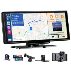 2026 Neuestes 10,26 Zoll Android Auto Display & Carplay Display: Car Play Buddy Display mit 4K Dashcam Rückfahrkamera Navigation Bluetooth 5.2 Touchscreen Sprachsteuerung Mirror Link AUX FM 64G TF