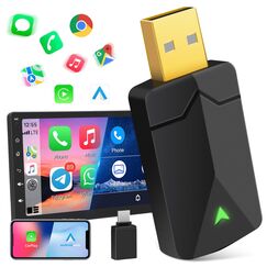 2 IN 1 Wireless Android Auto & Carplay Wireless Adapter, Convert Wired to Wireless Carplay Dongle, mit Type-C Adapter, Easy Plug & Play, Mini & Stabil, WiFi 5.8GHz, Unterstützt iOS 10+ und Android 11+
