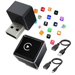 Mini Wireless CarPlay Adapter for Apple, 2026 Upgrade CarPlay Dongle Konvertiert Kabelgebunden zu Kabellos for iPhone, USB C/A Plug and Playf&uuml;r only f&uuml;r iOS 10+