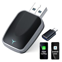 CarPlay Wireless 2 in 1 SOARFLY Adapter - Android Auto, Konvertiert Kabel in Kabellos Plug Play USB C/A, 5,8 GHz WiFi Bluetooth 5.3, kompatibel iOS 10+ Android 11+ (2025) (K5)