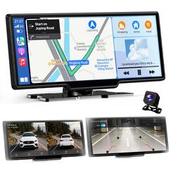 11 Zoll für Apple Carplay Display & Android Auto Display: Car Play Display mit GPS Navigation 4K Dashcam Rückfahrkamera Bluetooth Siri Sprachsteuerung IPS Touchscreen Mirror Link AUX FM 64G TF