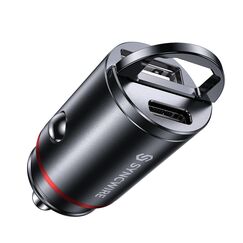 Syncwire 60W Zigarettenanz&uuml;nder USB C & USB Auto Adapter [PD 3.0 & QC 3.0] Super Mini Ganzmetall KFZ Ladeger&auml;t USBC Kompatibel mit iPhone, Samsung, Huawei, Xiaomi, Google Pixel - Schwarz