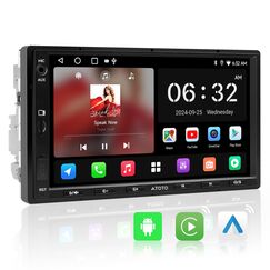 ATOTOZONE A5L Android Doppel Din Radio, Autoradio mit Navi 7 Zoll Digital Media-Receiver, Wireless CarPlay & Android Auto, WiFi/Bluetooth/USB Tethering, 2G+32G, MirrorLink, DSP/FM/AM/RDS/SWC, GPS Navi