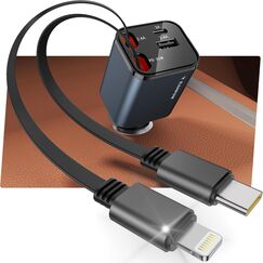 RAMPOW Zigarettenanz&uuml;nder USB C, Auto Zubeh&ouml;r 65W Auto ladeger&auml;t Kfz Zubeh&ouml;r, 4in1 Einziehbares Auto Ladeger&auml;t Zigarettenanz&uuml;nder Schnellladeger&auml;t mit iPhone 16/15/14/13, Samsung S24/S23, iPad