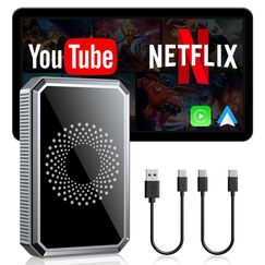 LAMTTO Wireless CarPlay AI-Box Adapter für Auto Streaming Netflix YouTube TikTok auf Autobildschirm Kompatibel mit OEM Wired CarPlay Autos und Touchscreen (2016-2020)