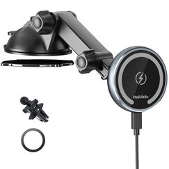 MAGJIEYX f&uuml;r MagSafe Autohalterung mit Ladefunktion, 15W Magnetische Handyhalterung Auto N55 Starker Magnet & 360&deg; Drehbar Schnelles Kabelloses Laden f&uuml;r iPhone 17 16 15 14 13 12 Dash/Vent/Windshield