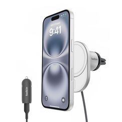 Belkin BoostCharge Pro magnetisches kabelloses Kfz-Ladegerät mit Qi2 (15 W), MagSafe-kompatibles Auto-Ladegerät für iPhone-Serien 17, Air, 16, Pixelsnap, mit USB-C Kabel und 20-W-USB-C-Kfz-Netzteil