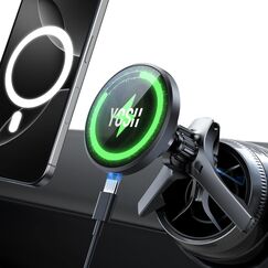 YOSH f&uuml;r Magsafe Autohalterung mit Ladefunktion, f&uuml;r Mercedes A/B/C/V/GLC [Runde L&uuml;ftung], [Dreiecksst&uuml;tzdesign & N55 Starke Magnets], Handyhalterung Auto f&uuml;r Magsafe Ladeger&auml;t f&uuml;r iPhone 17-12