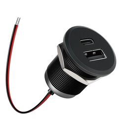 acegoo USB C Steckdose 12V Wohnmobil Ladegerät Vollaluminium, Typ C USB Anschluss PD3.0 QC3.0 KFZ Buchse Dose Einbau Adapter für Camper Auto Boot LKW Wohnwagen (kleines Panel*1)