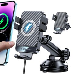 MOKPR Handyhalterung Auto mit Ladefunktion, 15W Fast Wireless Charger Auto Halterung Induktives Laden Induktion Kfz Ladeger&auml;t f&uuml;r iPhone 17/16/15/14/13/12, Samsung Huawei Xiaomi(Schwarz)