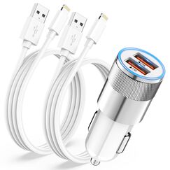 Zigarettenanz&uuml;nder USB Auto Adapter,2.4A Auto Ladeger&auml;t mit 2X iPhone Ladekabel [Apple MFi Zertifiziert],Kfz Ladeger&auml;t Ladeadapter USB Zigarettenanz&uuml;nder Stecker f&uuml;r iPhone 14 13 12 11 Pro Max/X/8/7/6