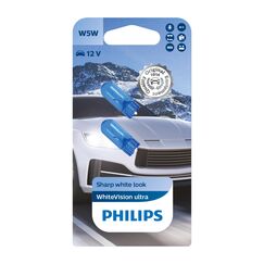 Philips, Halogen WhiteVision ultra W5W Signallampe, Doppelblister, 35484330, Double blister, Autos, Blau