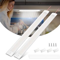 Bonlux 12 Volt LED Lampe Wohnmobil, 120 LED 12V Leiste Auto Innenbeleuchtung mit Schalter für Van Bus Caravan Boat Küche Bad Bar LKW, 12W 6000K, 2 Stück