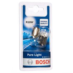 Bosch R10W Pure Light Halogen-Glühlampe für Auto-Scheinwerfer, 12 V 10 W, in Originalqualität - Lampensockel Typ BA15s - 2er-Pack Ersatz-Scheinwerferlampen
