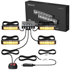 4er 6LED Warnlicht Frontblitzer Stroboskoplicht Wasserdicht IP68 Blinklicht Warnung Beacon Blinklichter Blitzmodul Warnleuchte Notfall Licht Achtung Blinklicht für 12/24V LKW, Truck, Emergency