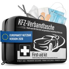 HELDENWERK KFZ Verbandstasche nach aktueller Norm 2026 - Europaweit Nutzbar - Erste Hilfe Set Auto Verbandskasten DIN 13164:2022 (StVO konform)