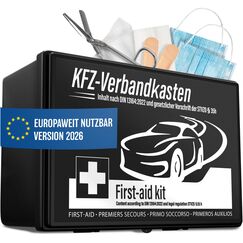 HELDENWERK Auto Verbandskasten 2026 europaweit einsetzbar & geprüft (StVO konform) - KFZ Erste-Hilfe-Set Verbandskasten DIN 13164 zertifiziert - PKW Verbandkasten Tasche, Erste Hilfe Kasten