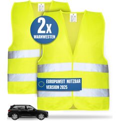 HELDENWERK Auto Warnweste 2er Set für Erwachsene europaweit einsetzbar - Reflektierende Warnwesten 2026 - PKW Sicherheitsweste, Pannenweste, KFZ Weste
