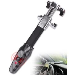 Tevlaphee Riegel Lenkradkralle mit Alarm, 120dB, Lenkradschloss, Lenkradsperre, Lenkradkralle für Auto, Einziehbare, Universelle Passform, Silber