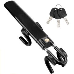 Tevlaphee Lenkradkralle, Lenkradschloss für Auto, Diebstahlsicherung auto, Strapazierfähig, Universelle Passform, PVC-Schutz, Verstellbar für Autos, SUVs, Wohnmobil, Wohnwagen, 3 Schlüssel(Schwarz)