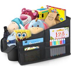 WOCVRYY Autositz Organizer Auto Kinder R&uuml;cksitz Zubeh&ouml;r Innenraum Frauen Beifahrersitz Organizer f&uuml;r Spielzeug B&uuml;cher Snacks mit Getr&auml;nkehalter Gurtbefestigung