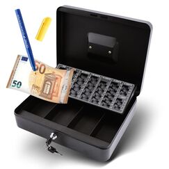 Olympia 6031 CB 770 Plus Geldkassette | Geldkasse abschlie&szlig;bar mit Schl&uuml;ssel | Handkasse mit M&uuml;nzz&auml;hlbrett | Kasse f&uuml;r Bargeld | Geld Kassette aus Stahl | Inkl. GENIE Falschgeldpr&uuml;fer