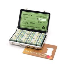 ASVP Shop Geldkoffer zum Geburtstag oder als Verpackung für Gutscheine - Mini Aktenkoffer aus Aluminium mit Schnappverschluss als Hochzeitsgeschenk und Grußkarte - Ideal als Geschenk(Silver)