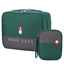 Medikamententasche Reiseapotheke 2stk, Große Kapazität wasserdichte Notfalltasche Leer Erste Hilfe Medizin Aufbewahrungstasche Tragbar Medikament Tasche für Reisen Home Büro(Grün)
