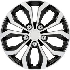 cartrend Daytona Universal Radzierblenden in schwarz/silber, Radkappen 15 Zoll, Felgenschutz aus robustem Kunststoff, 4 Zierblenden, Autozubehör