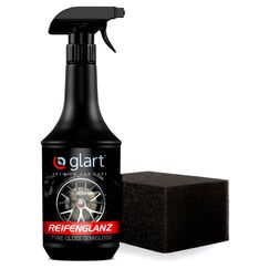 Glart 451RK Reifenglanzspray 1000 ml mit Schwamm – seidenmattes Finish – Reifenpflege mit UV-Schutz – schwarz auffrischend – für Auto, Wohnmobil, Motorrad – für Gummi und Kunststoff