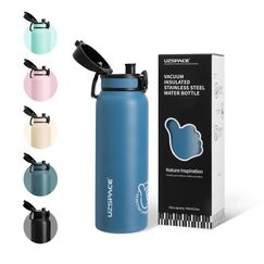 UZSPACE Thermosflasche Kinder 700ml, Isolierte Edelstahl Trinkflasche mit 1-Klick-Öffnung, 100% Auslaufsicher, Sport Wasserflasche für Schule Fitness Gym Outdoor, Ozeanblau