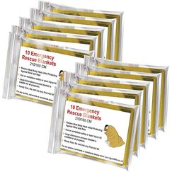 Bramble 10 Stück Rettungsdecke Rettungsfolie Gold/Silber 210x160cm - Auto, Erste Hilfe, Camping, Survival Kit - Alu Thermo Wärmedecke Verbandskasten (10er-Pack)